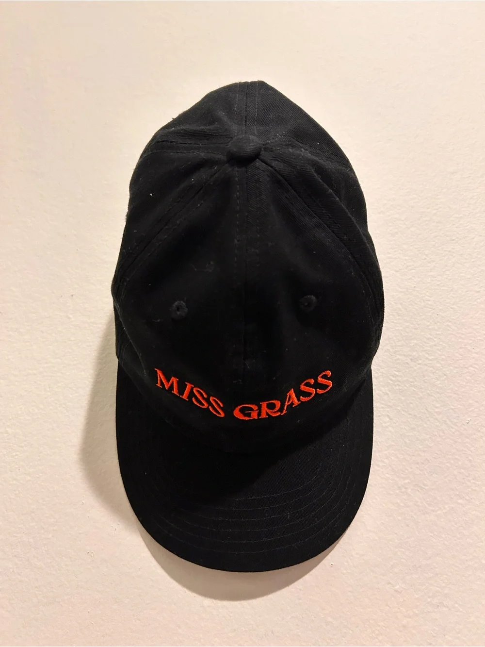 Black 'MISS GRASS' Embroidered Baseball Cap